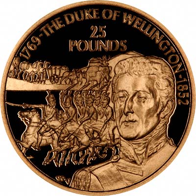 Duke of Wellington on Reverse of 2002 Guernsey Gold £5 Crown