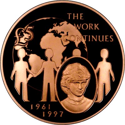 Reverse of 2002 Guernsey Gold Proof Five Pounds