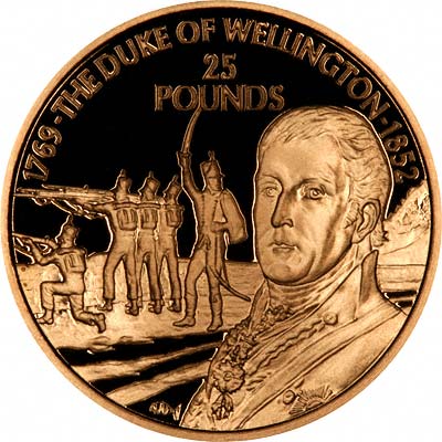 Duke of Wellington on Reverse of 2002 Jersey Gold £5 Crown