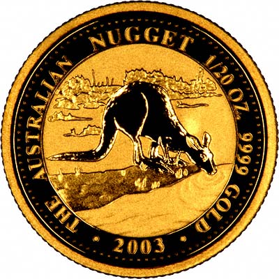 Reverse of 2003 Australian 5 Dollar Twentieth Ounce Gold Nugget