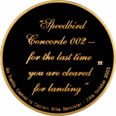 Reverse of 2003 Concorde's Last Flight Gold Medallion