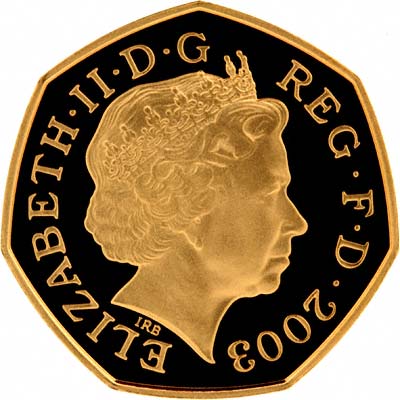 Obverse of 2003 Fifty Pence Gold Proof
