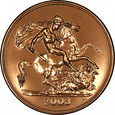 Reverse of 2003 Brilliant Uncirculated Five Pounds Gold Coin