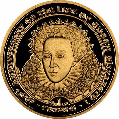 Elizabeth I on Reverse of 2003 Manx Gold Proof 1 Ounce Crown