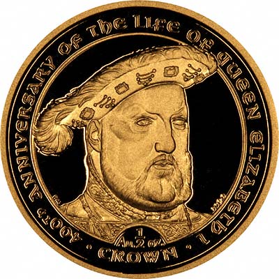 Henry VIII on Reverse of 2003 Manx Half Ounce Gold Proof Crown