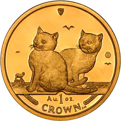 Two Balinese Kittens on Reverse of 2003 Manx Gold Crown