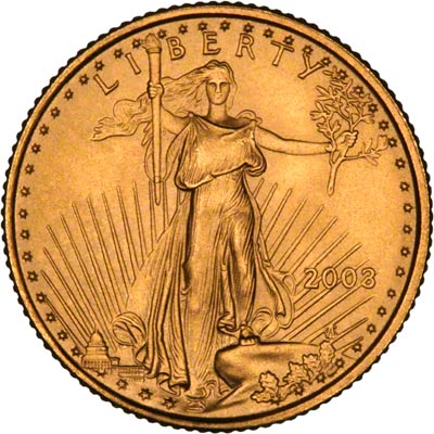 Obverse of 2003 Tenth Ounce Gold Eagle