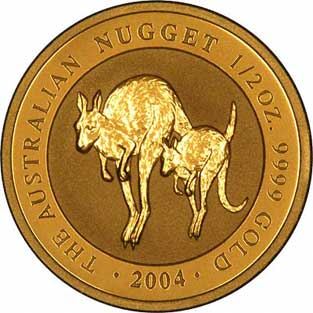 Reverse Design of a Year 2000 Australian Half Ounce Gold Kangaroo Nugget Coin