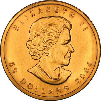 Obverse of 2004 Canadian Gold Maple Leaf