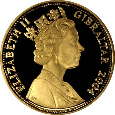 Obverse of 2004 Gibraltar Gold £5 Coin