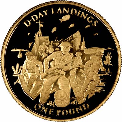 Reverse of 2004 Gibraltar D-Day Landings Gold Proof Sovereign