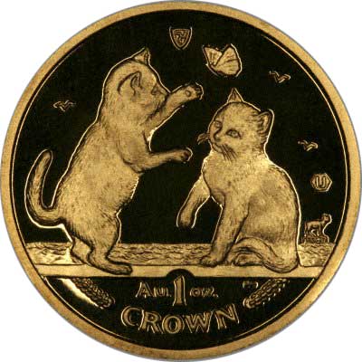 Two Balinese Kittens on Reverse of 2004 Manx Gold Crown