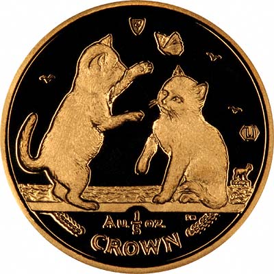 Tonkinese Kittens on Reverse of 2004 Manx Fifth Ounce Gold Crown