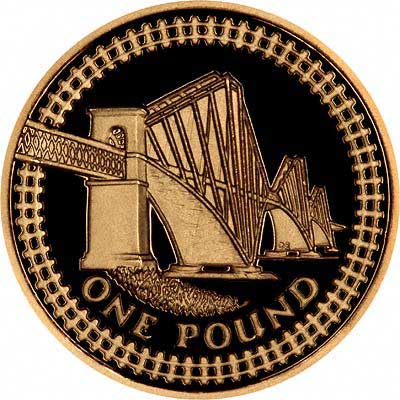 Forth Railway Bridge on Reverse of 2004 Pattern Proof Gold One Pound Coin
