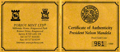 2004 Sierra Leone $500 Gold Proof Coin Certificate