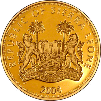 Obverse of 2004 Sierra Leone $500 Gold Proof Coin