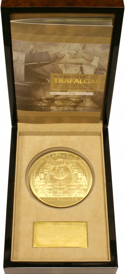 2005 Alderney Battle of Trafalgar Gold £1,000 Proof Coin in Box