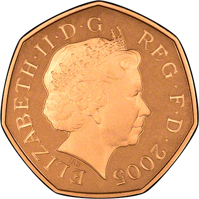 Obverse of 2005 Fifty Pence Gold Proof