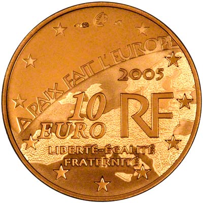 Reverse of 2005 France €10 Gold Proof Coin