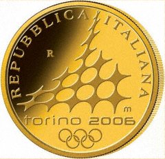 Obverse of Italian Gold €50 for 2006 Turin Winter Olympics