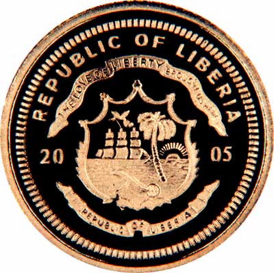 Reverse of 2005 Liberian Gold 10 Dollars