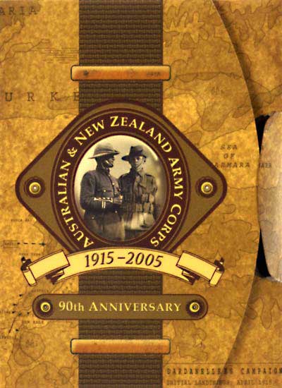 Reverse of 2005 Australia $10 ANZAC 90th Anniversary Gold Proof