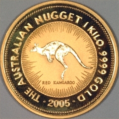 Reverse of 2005 Australian One Kilo Gold Kangaroo Nugget Coin