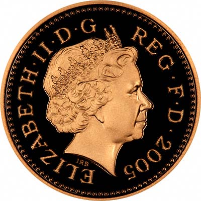 Obverse of 2005 Proof Gold One Pound Coins