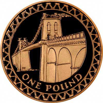 Menai Straits Bridge on Reverse of 2005 Gold Proof £1 Coin