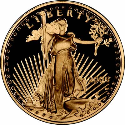 Obverse of 2005 Quarter Ounce Gold Proof Eagle