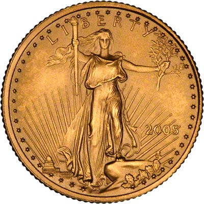 Obverse of 2005 Tenth Ounce Gold Eagle