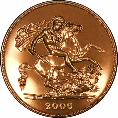 Reverse of 2006 Brilliant Uncirculated Five Pounds Gold Coin