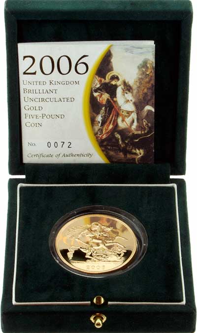 2006 Brilliant Uncirculated Five Pounds Gold Coin in Box