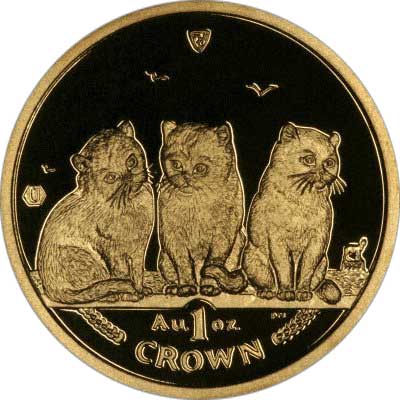Three Himalayan Cats on Reverse of 2006 Manx Gold Crown