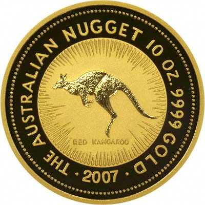 Reverse of 2007 Australian 10 Ounce Gold Kangaroo Nugget Coin