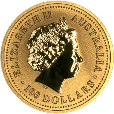 Obverse of 2007 Australian One Ounce Gold Kangaroo Nugget Coin