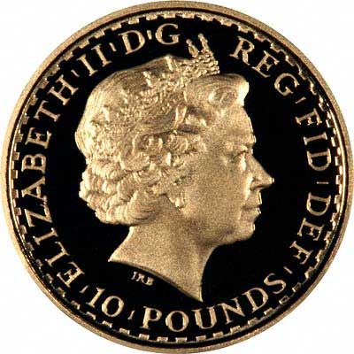 Obverse of 2007 Tenth Ounce Gold Britannia Proof