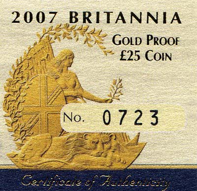 2007 1/4oz Britannia Certificate