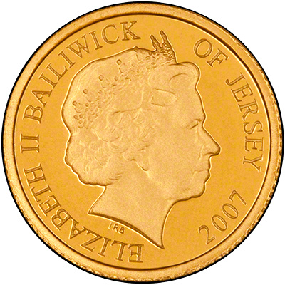 Obverse of 2007 Jersey Princess Diana One Pound Gold Proof