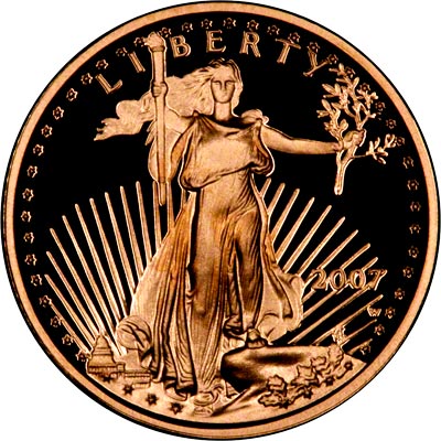 Obverse of 2007 Tenth Ounce Gold Proof Eagle