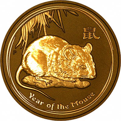 Reverse of Ten Ounce Year of the Mouse Gold Coin- Series II
