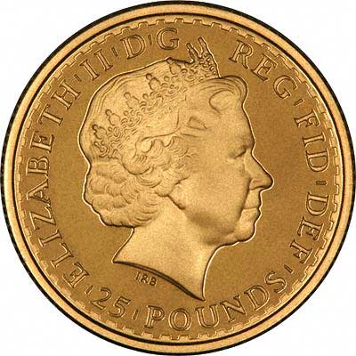 Obverse of 2008 Quarter Ounce Gold Britannia Proof