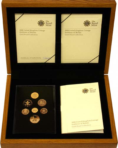 2008 British Gold 'Emblems of Britain' Proof Coin Collection in Box