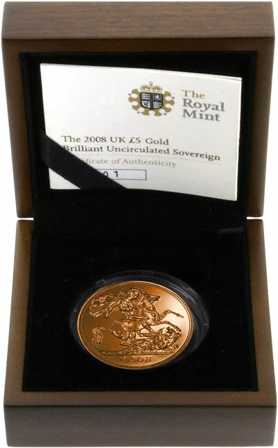 2008 Brilliant Uncirculated Five Pounds Gold Coin
in Box