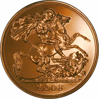 Reverse of 2008 Brilliant Uncirculated Five Pounds Gold Coin