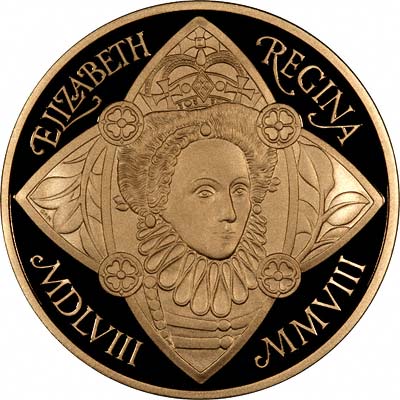 Reverse of 2006 Proof Five Pounds Gold Queen's 80th Birthday Crown