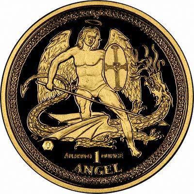 Reverse Design of a 2008 Manx One Ounce Gold Angel Coin