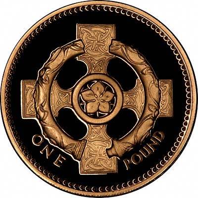 Northern Ireland Celtic Cross Broighter Collar on Reverse of 2008 Proof Gold One Pound Coin