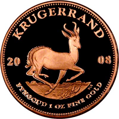 Reverse of 2008 South African 1oz Proof Krugerrand