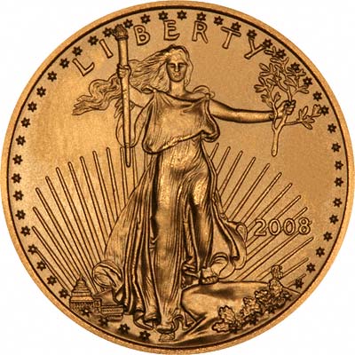 Obverse of 2008 One Ounce Gold Eagle